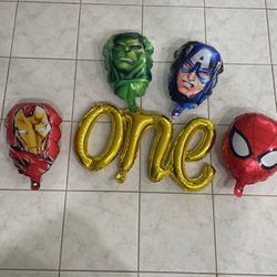 One And Superhero Balloons