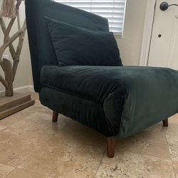 Green Velvet Mid Century Modern Sleeper Chair