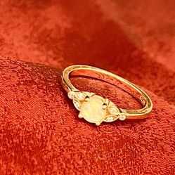 Opal Ring Cheap Engagement Ring 14K Gold Fn