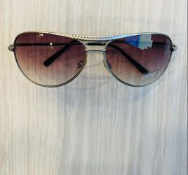 NEW, ESPRIT GOLD AVIATOR SUNGLASSES GRADIENT LENS CRYSTAL BROW BAR ​+ CASE.