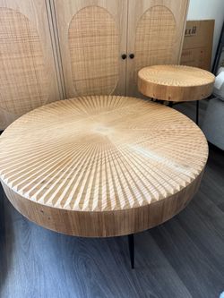 Longer Farmhouse Nesting Table Round