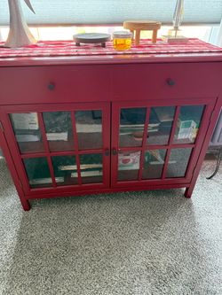 Red Entertainment Cabinet w/glass door
