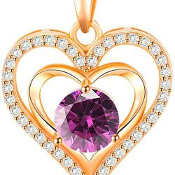 Heart Purple February Birthstone Pendant Necklaces for Women mothers day gifts 925 Sterling Silver Rose Gold Mother's Day Jewelry Gifts