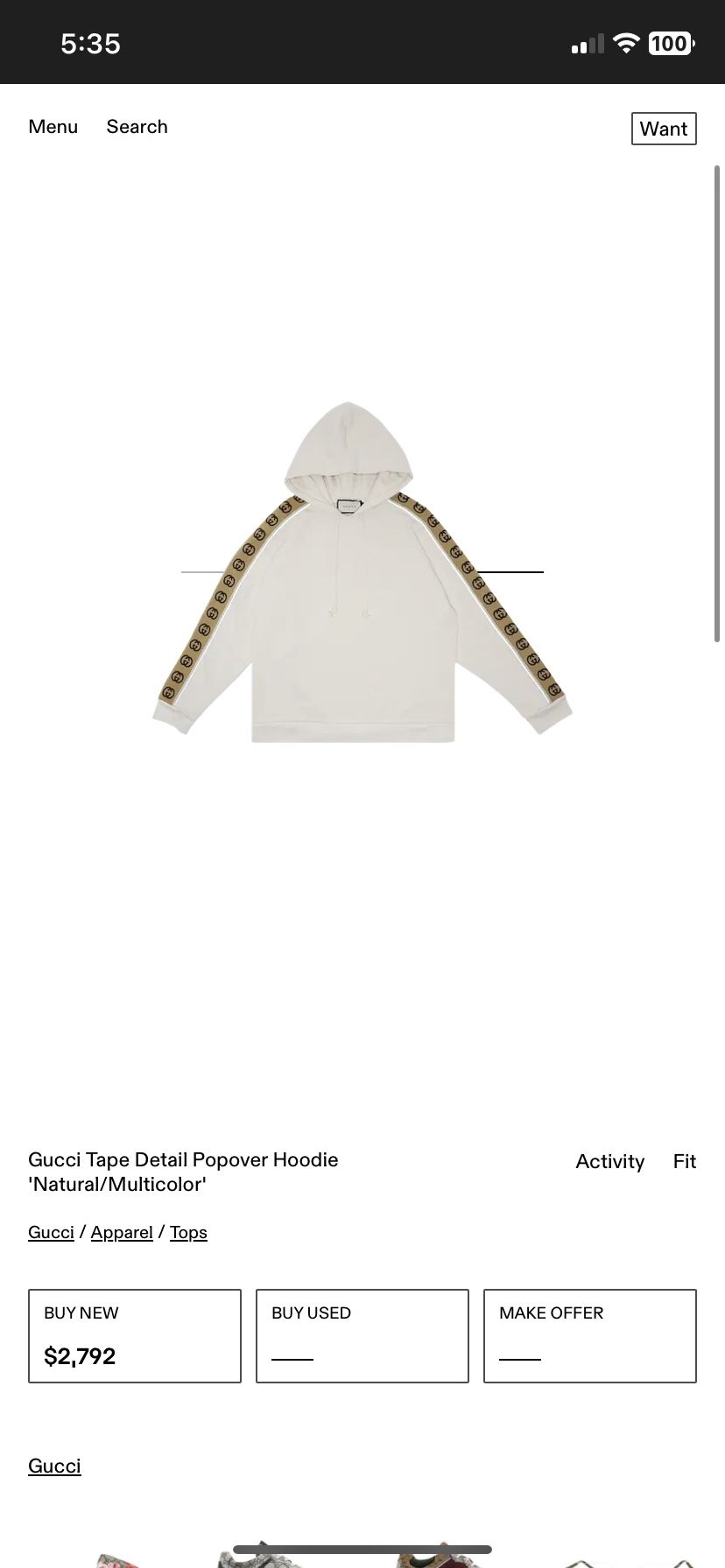 Gucci Tape Detailed Popover Hoodie natural/Multicolor