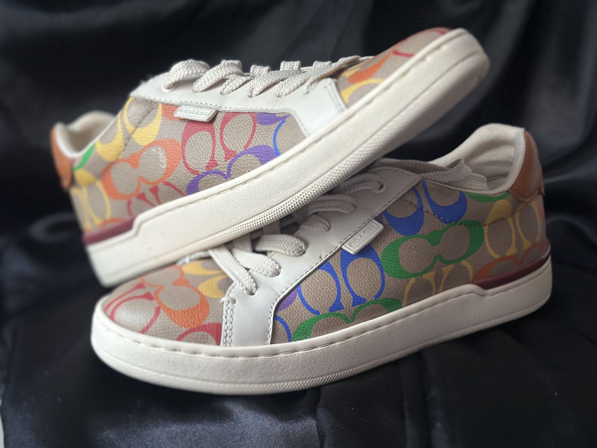 Coach Lowline Coated Canvas Low Top Sneaker Woman G51619 Tan 6.5 B