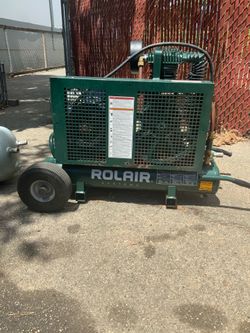 Rolair 5 Hp 230V 18.8 Cfm@90Psi 9 Gall Twin Tank Constant-Run Compressor with Hitachi Air Tank