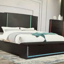 Queen Bed Frame Only LED/Storage 