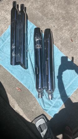 2 sets of chrome slip on exhaust mufflers