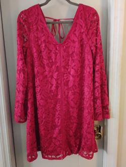 Speechless Crimson Red Floral Lace Tie-Back Swing Dress - Size XL