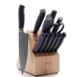 GreenPan Titanium 12-Piece Knife Block Set, Titanium Coated, Stainless Steel, Eco-friendly, Ergonomic Grip, Slip Resistant, Balanced, Heat Treated, Ha