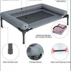 Elevated Cooling Dog Bed,Raised Dog Cots Beds for Large Dogs,Outdoor Dog Bed with Replacement Plush Pads,Chew Proof Portable Cooling Pet Cot Skid-Resi
