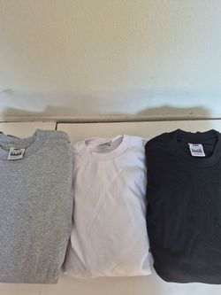 PRO CLUB WHITE 6 BLACK 6 GRAY 6 TOTAL 18 PC MAN'S HEAVYWEIGHT COTTON SHORT SLEEVE T SHIRT SIZE L TALL