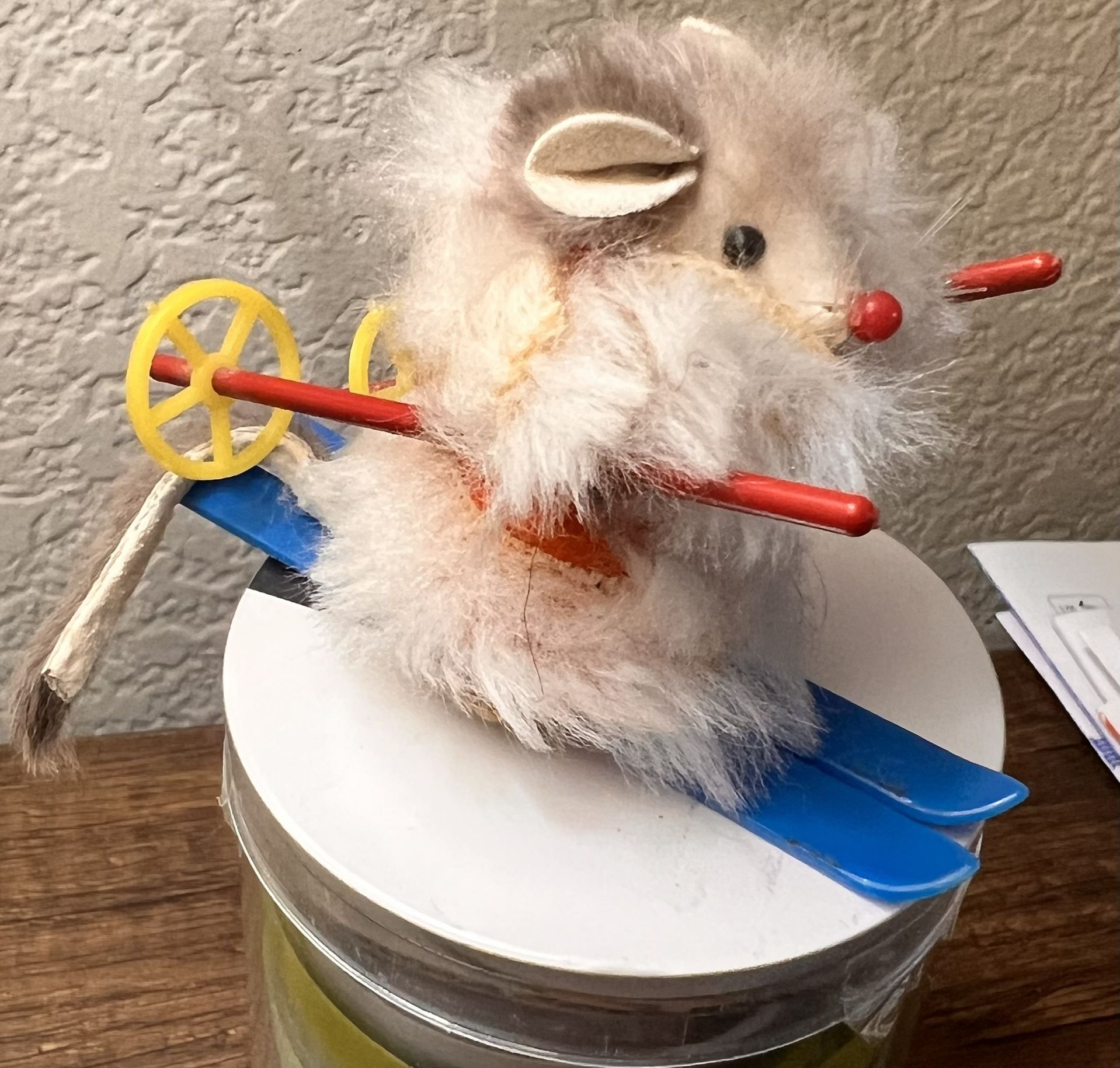 Furry Skiing Mouse - Adorable Collectible