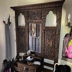 Wood Hat Rack Console Table Entry Way Piece