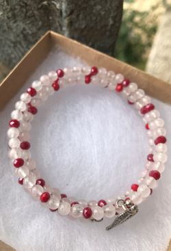 Rose quartz wrap bracelet. Medium