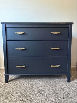 Black 3-Drawer Dresser w/ Gold Feather Handles