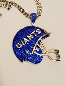 Custom NY Giants Big Helmet Pendant with 30" Cuban Chain