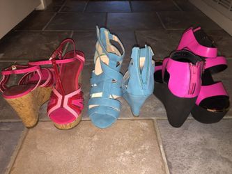 3 pairs wedge sandals