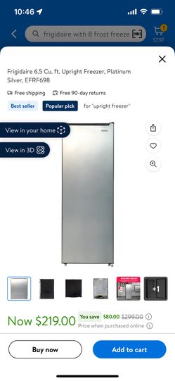 Frigidaire 6.5 Cu. ft. Upright Freezer, Platinum Silver, EFRF698