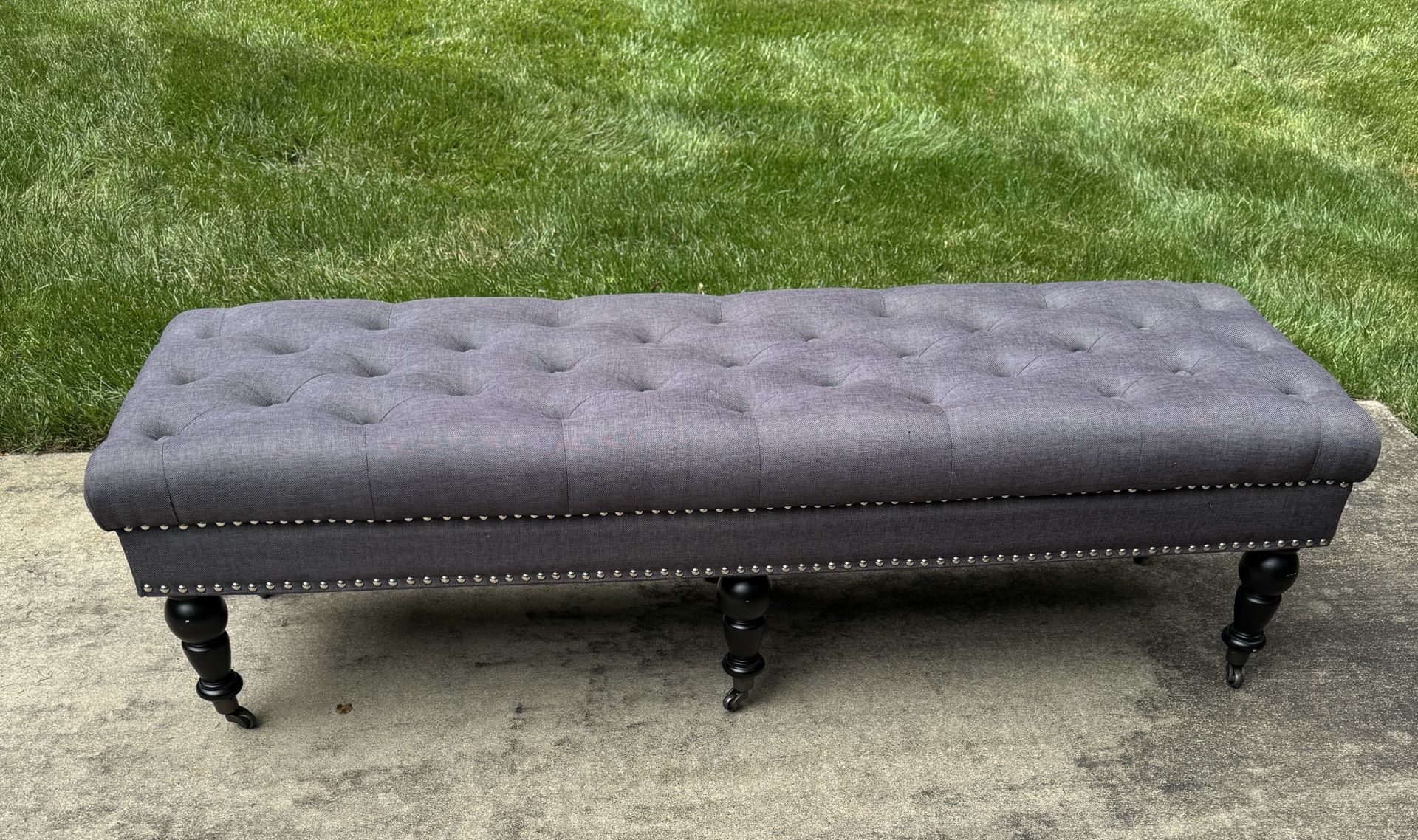 Upholstered Gray Ottoman Bench