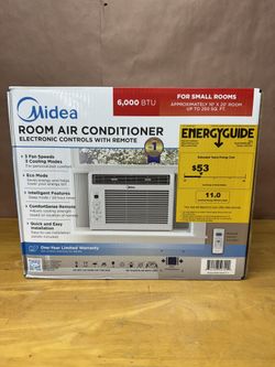 Midea 6,000 BTU 115V Window Air Conditioner with Comfort Sense Remote, up to 250 Sq. ft., White,