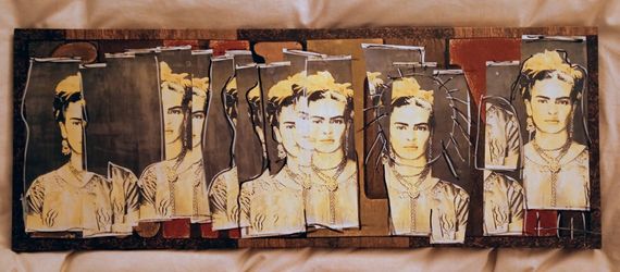 Frida Kahlo Original Artwork Painting Mixed Media on Canvas 37" x 14" *75.00 Home Decor Art