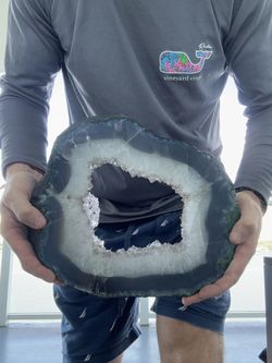POLISHED Quartz BEAUTY!! LARGE SLICE of Quartz w/ BLUE AGATE!!!