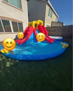 Double Dip Inflatable Water Slide Park – 14.5 x 12.7 x 7.5 FT Heavy-Duty for Backyard Fun