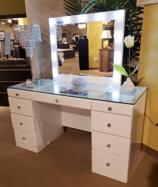 ✅️White Makeup Vanity Set with Lighted Mirror (Stool not included)