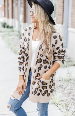 Coco + Shay Long Hooded Animal Print Sweater 