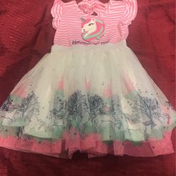 Girls Little Las Unicorn Dress Size 4