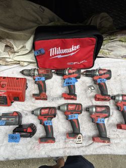 MILWAUKEE 18V Drill Variety-Clean/Well Maintained-1/2” Drivers, Hex Impacts—-