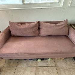 Rose Velvet Couch 