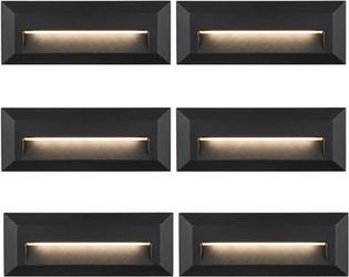 6 Pack, 9 Inch Low Voltage AC/DC 12V LED Step Lights Outdoor, 6W Landscape Stair Riser Light