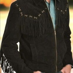 Scully Boar Suede Leather Jacket Western Fringe 