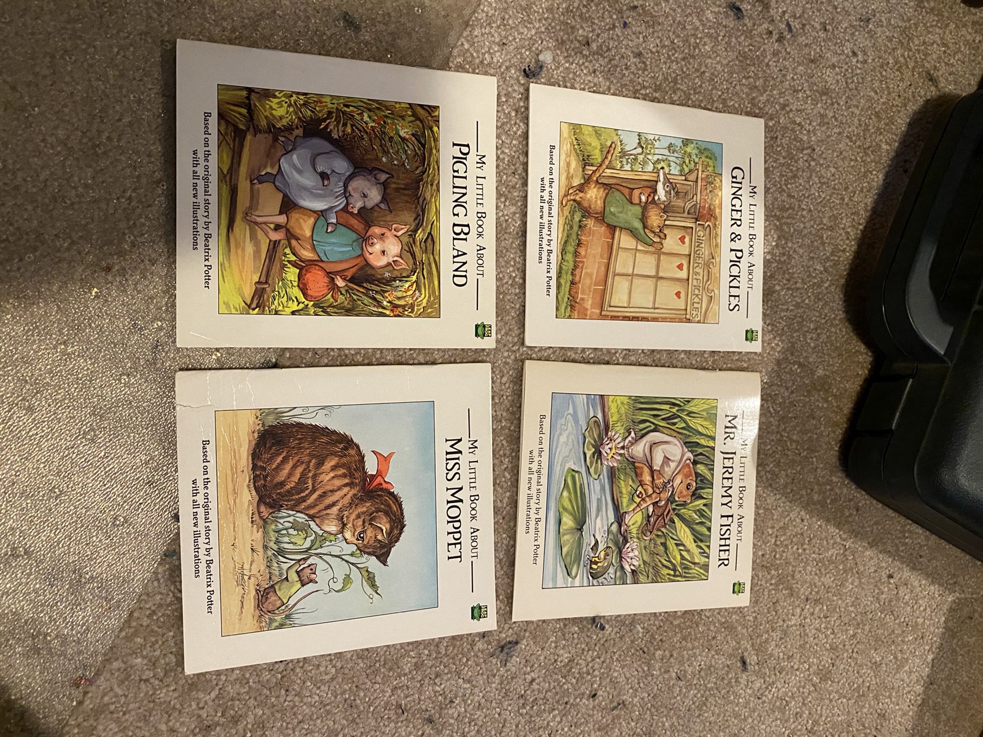 Lot of 4 children’s books 1991 My little Book about Miss Moppet Pigling Bland Mr. Jeremy Fisher Ginger & Pickles kids book vintage