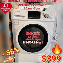 🫧New New Insignia 4.4 Cu.Ft. Stackable Electric Dryer NS-FDRE44W1