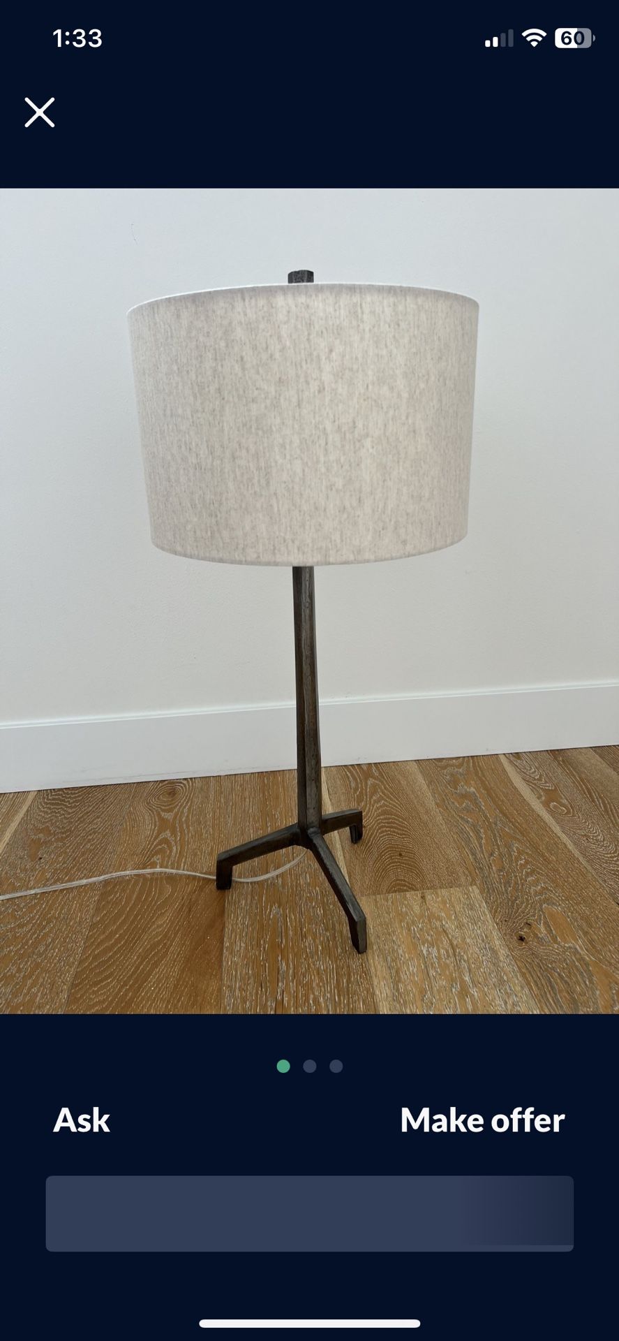 Table Lamp New Retail 500 Plus Tax $550