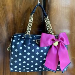 BETSEY JOHNSON Black and White Polka Dot Purse