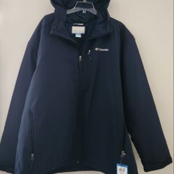 Columbia Gate Racer II Water-Resistant Softshell Hooded Jacket/Coat
Size: 3X | Color: Navy Blue