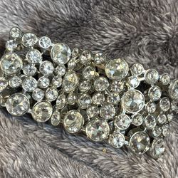 Fabulous Wide Multi size Clear Rhinestone Cuff Bracelet