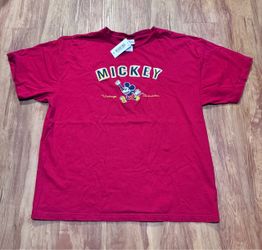 Vintage Character Mickey Mouse Disneyland Resort Adult T-shirt Size XXL Red shor