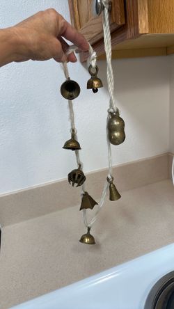 Vintage Brass Bells , farmhouse Cow bell , etched ,