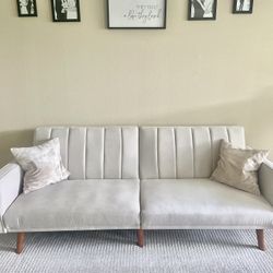 Convertible Sofa Beige Linen