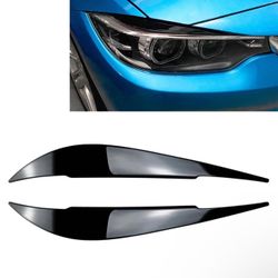 2x Front Headlight Eyebrow Trim for BMW 4 Series F32 F33 F36 12-20 Gloss Black
