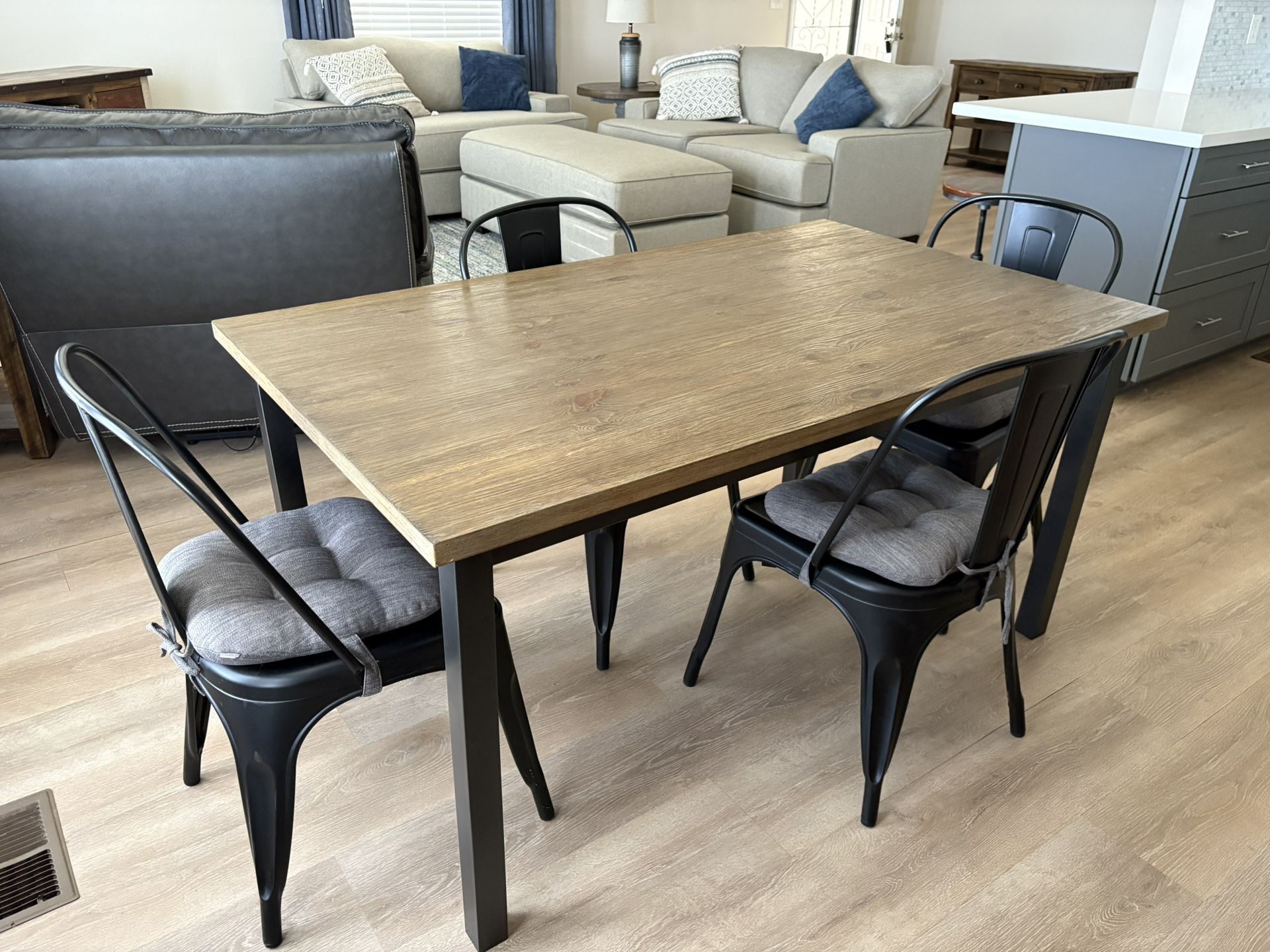 Dining Table, Solid Wood With Metal Legs