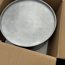36in Galvanized Silver Coffee Table 