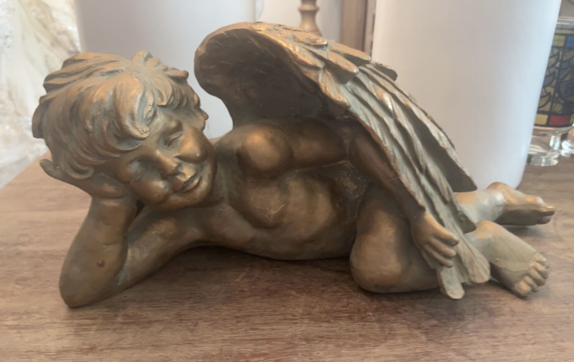 Jim Marvin collection gold ceramic cherub statue