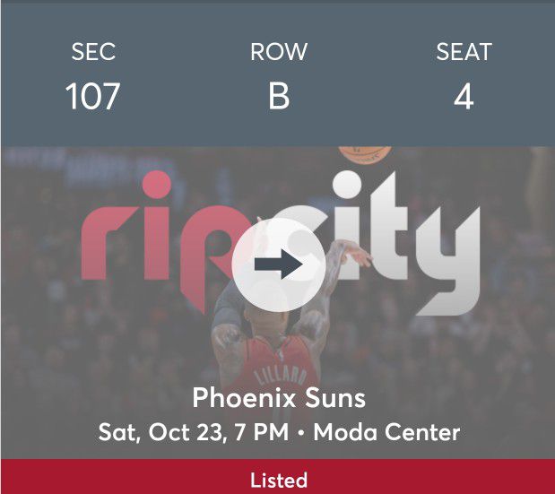 1 Ticket Blazers vs Suns Saturday 10/23/21
