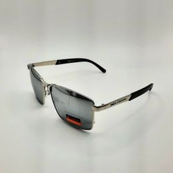 X LOOP squared lens sunglasses silver and black frames with reflective smoke UV 400 lenses. NEW